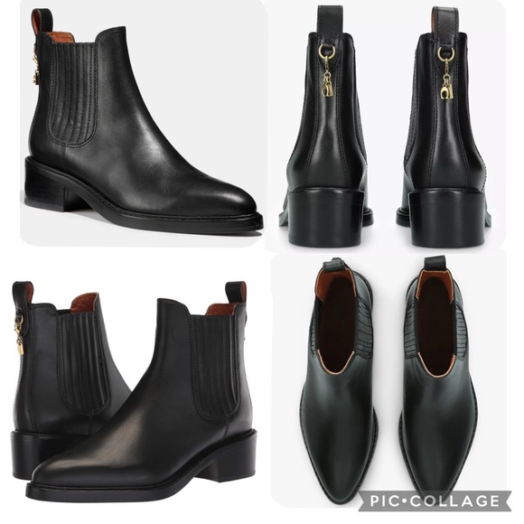 SALE💥💥 COACH Bowery Chelsea Block Heel Ankle Boots Genuine Leather Black - Picture 4 of 13